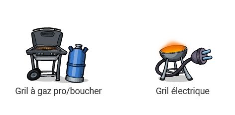 Illustration de gril à gaz pro/boucher et de gril électrique